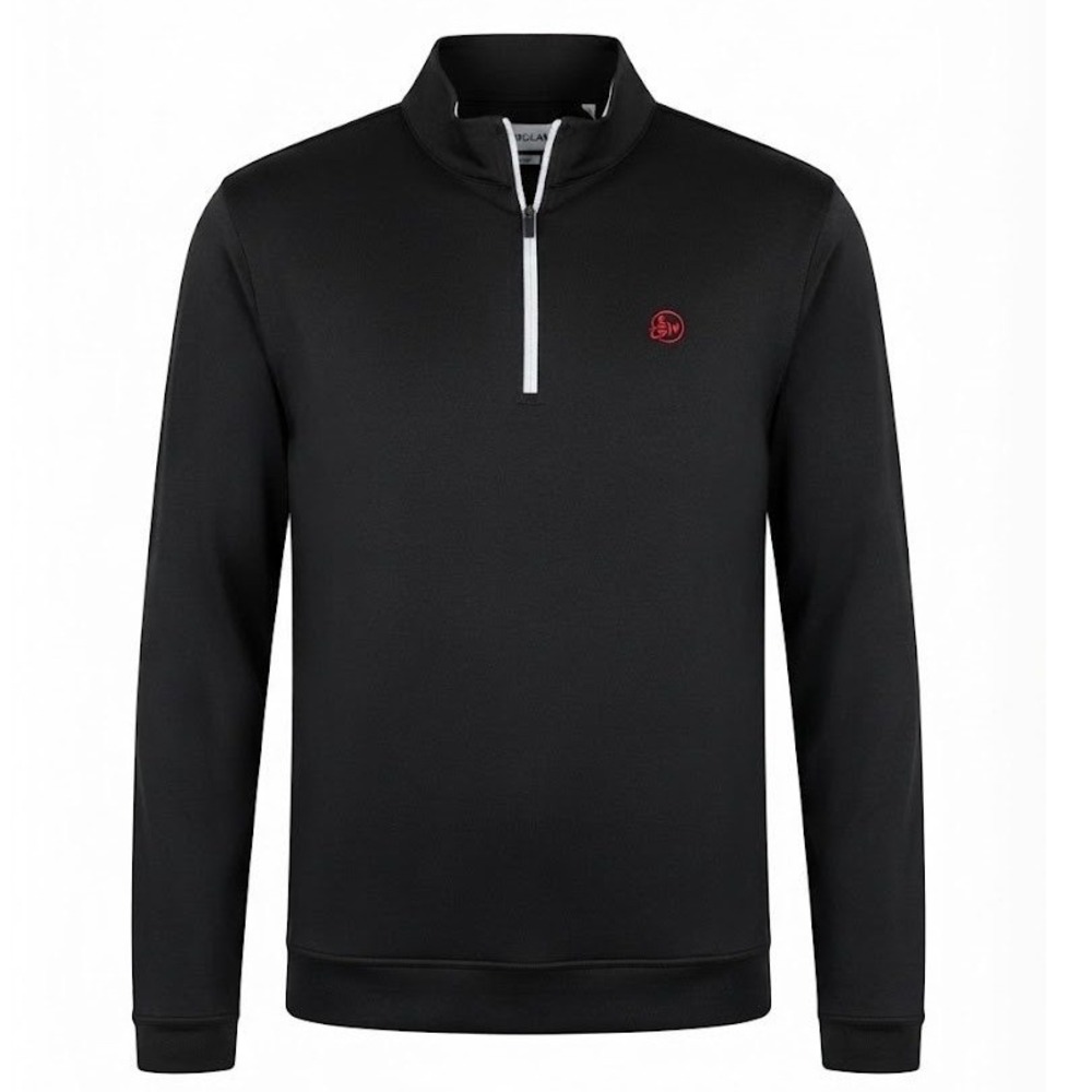 Peter Millar Mens Medium Black Quarter Zip Pullover Embroidered Logo - CJ